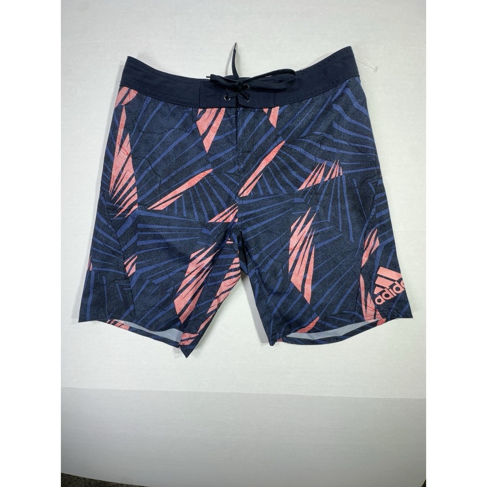 Adidas GR Tech Swim Shorts 29 NWT Blue Pink Palm Tree Print Board Shorts